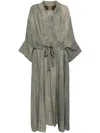 Ziggy Chen Belted Wrap Long Coat In Grey