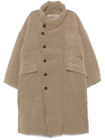 Ziggy Chen Bouclé Coat In Brown