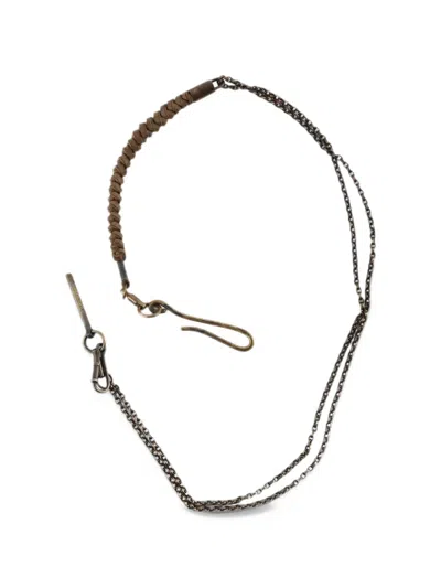 Ziggy Chen Braided Leather Chain Wallet Strap In Brown
