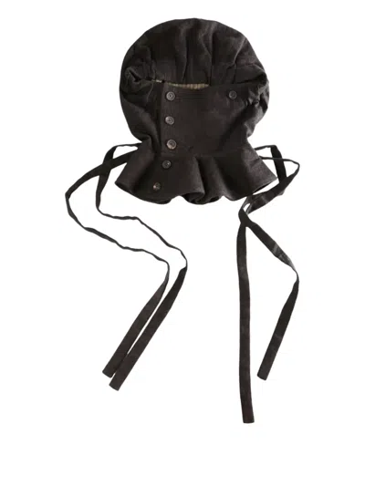 Ziggy Chen Button-detailed Drawstring Balaclava Hat In Black