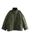 Ziggy Chen Buttoned Funnel-neck Jacket In Green