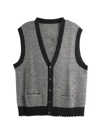 Ziggy Chen Button-up Knitted Sleeveless Cardigan In Gray