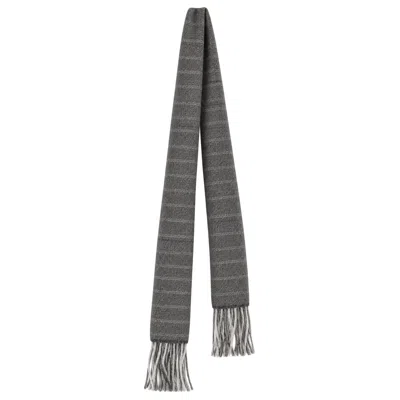 Ziggy Chen Cashmere Scarf With A Textured Stripe In Grey
