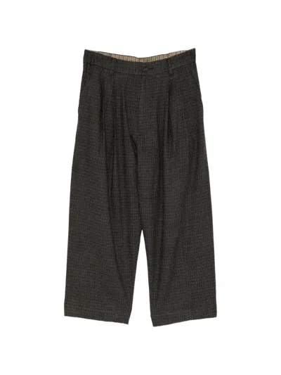 Ziggy Chen Checked Pleated Trousers In Black
