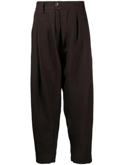 Ziggy Chen Checked Tapered Trousers In Brown