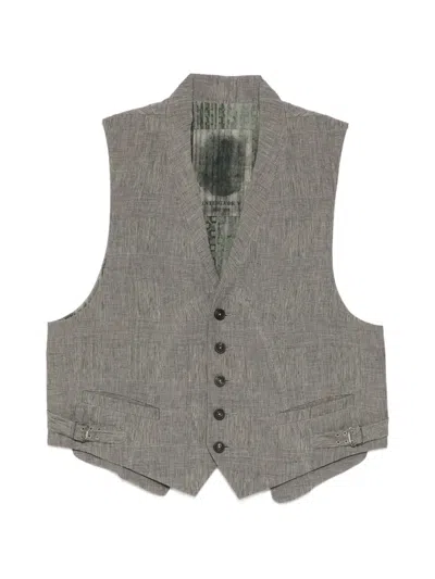 Ziggy Chen Checked Waistcoat In Animal Print