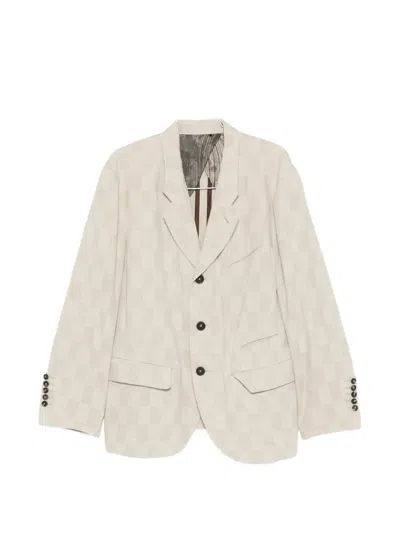Ziggy Chen Checkerboard-pattern Single-breasted Blazer In White