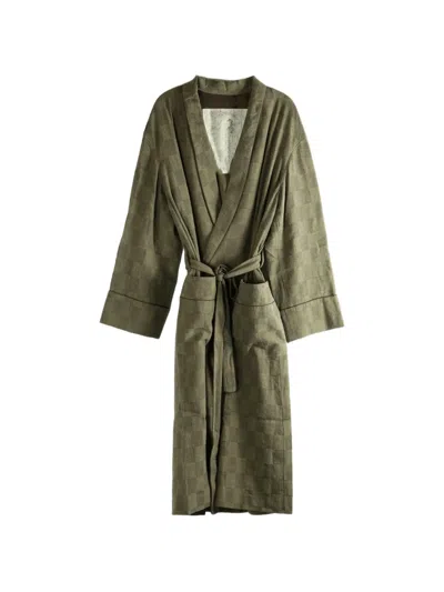 Ziggy Chen Checkered Kimono In Green