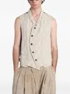 Ziggy Chen Check-pattern Asymmetric Waistcoat In Neutral