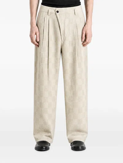 Ziggy Chen Check-pattern Pleated Trousers In White