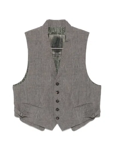 Ziggy Chen Check-pattern Waistcoat In Gray
