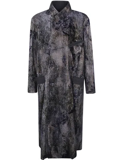 Ziggy Chen Crinkled-effect Double-breasted Coat In Black
