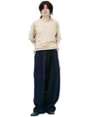 Ziggy Chen Combination Linen Trousers In Blue