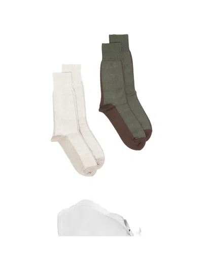 Ziggy Chen Contrast-panel Socks (set Of Two) In Multi