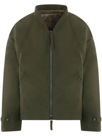 Ziggy Chen Cotton Oversize Bomber Jacket In Military Green