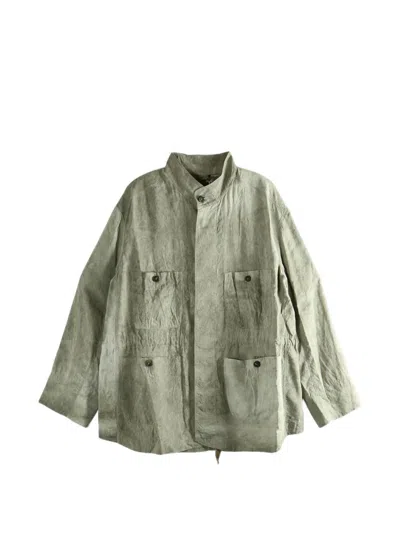 Ziggy Chen Crinkled Patch-pocket Jacket In Green