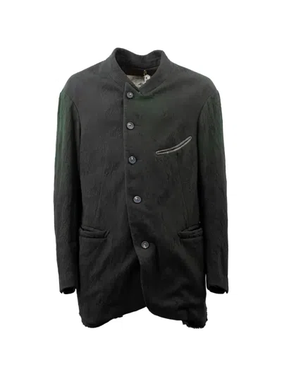 Ziggy Chen Crinkled-finish Single-breasted Jacket In Green