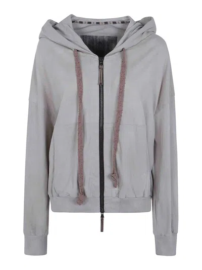 Ziggy Chen Cropped Full Zip Hoodie In Grey