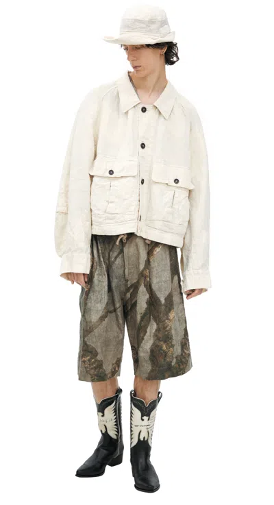 Ziggy Chen Cropped Worker Jacket In White