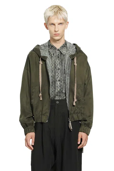 Ziggy Chen Croppped Full Zip Hoodie In Green