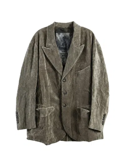 Ziggy Chen Crushed-velvet Blazer In Green