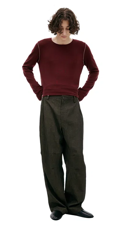Ziggy Chen Dark Grey Linen Trousers In Gray
