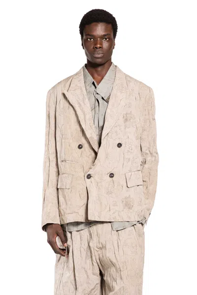 Ziggy Chen Digital Print Double-breasted Blazer In Neutral