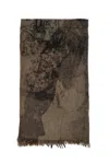 Ziggy Chen Digital Print Scarf In Brown