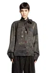 Ziggy Chen Digital Print Scarf Shirt In Burgundy