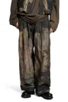 Ziggy Chen Digital Print Trousers With Pull Tab In Brown