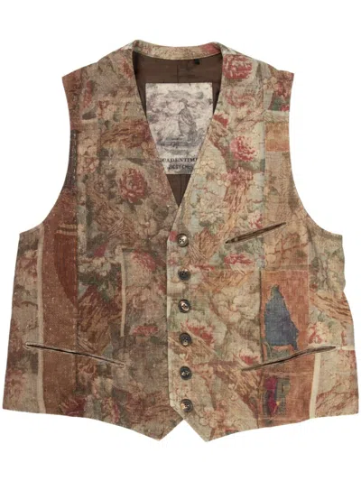 Ziggy Chen Digital-print Waistcoat In Nude