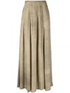 Ziggy Chen Distressed-effect Pleated Maxi Skirt In Neutrals