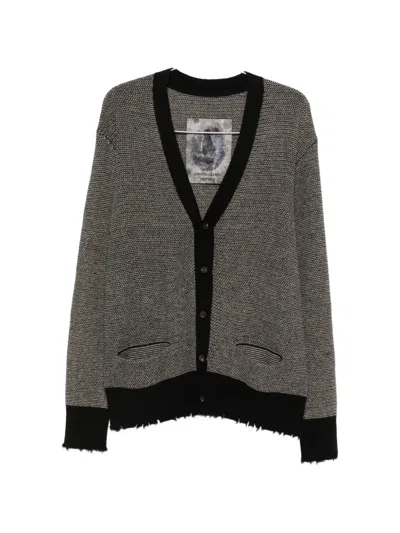 Ziggy Chen Distressed-effect Knitted Cardigan In Brown