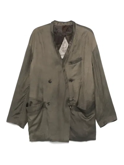 Ziggy Chen Double-breasted Blazer In Green