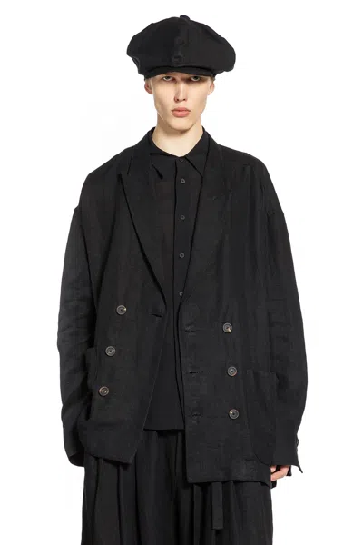 Ziggy Chen Double-breasted Long Blazer In Black