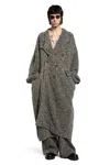 Ziggy Chen Double Breasted Oversized Coat In Gray
