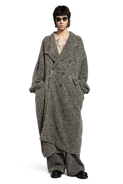 Ziggy Chen Double Breasted Oversized Coat In Gray