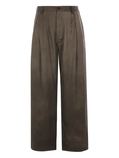 Ziggy Chen Double-pleated Elastic-waist Trousers In Grey