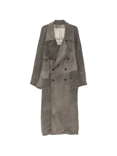 Ziggy Chen Double-breasted Pinstripe Coat In Gray