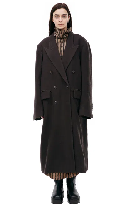 Ziggy Chen Doublet Breasted Coat In Brown