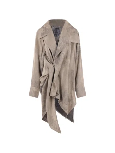 Ziggy Chen Draped Asymmetric Blouse In Gray