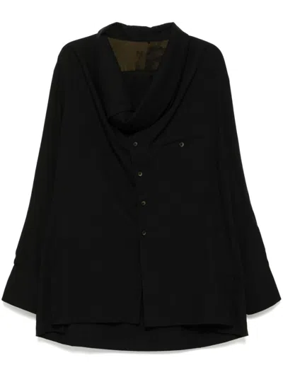 Ziggy Chen Draped Long-sleeves Shirt In Black