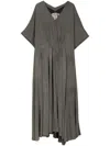 Ziggy Chen Draped Silk Maxidress In Grey