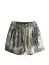 Ziggy Chen Drawstring Print Shorts In Green