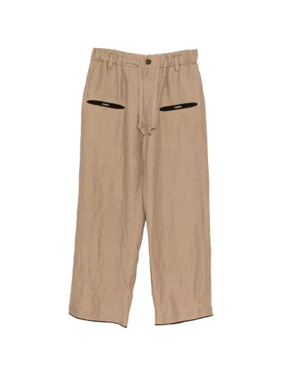 Ziggy Chen Drawstring-waist Trousers In Neutral