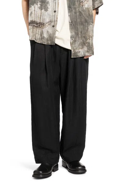 Ziggy Chen Drop-crotched Wide Leg Trousers In Black