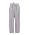 Ziggy Chen Thin Stripe Drawstring Trousers In Gray