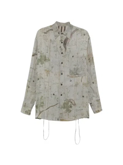 Ziggy Chen Floral-print Shirt In Gray
