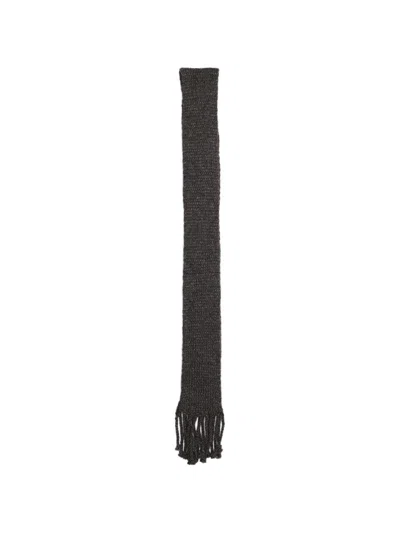 Ziggy Chen Fringed Knitted Scarf In Gray