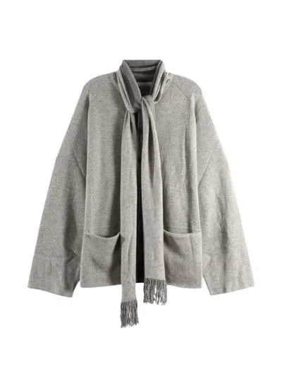 Ziggy Chen Fringed-scarf Wool Cardigan In Multi